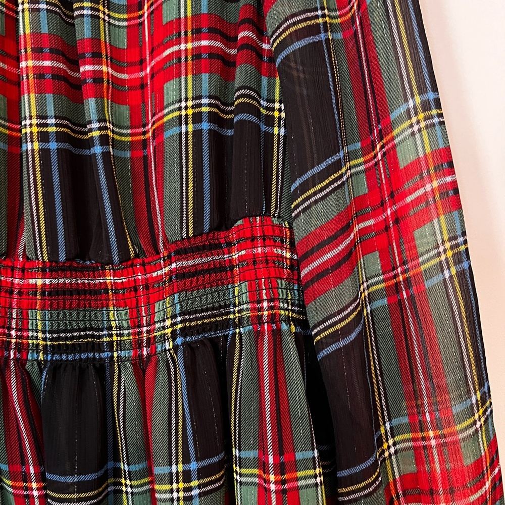 J. Crew Red & Green Holiday Tartan Cocktail MIDI Dress with Slip, sz. XL - Picture 4 of 10